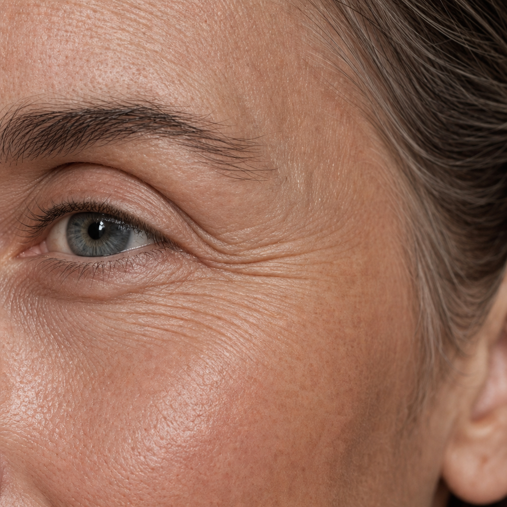 Close-up of fine lines around the eye