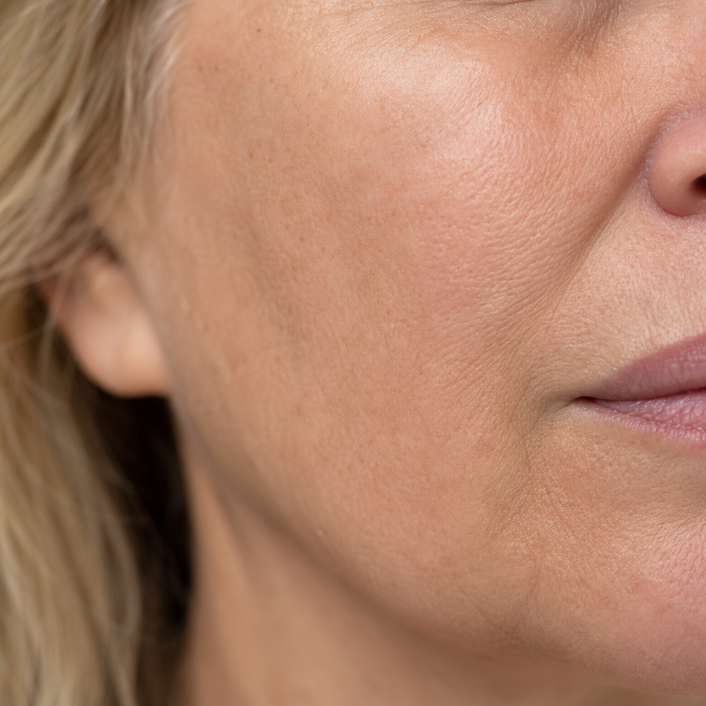 Close-up of skin texture and firmness